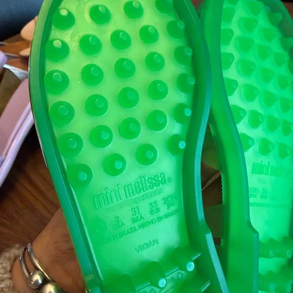 Mini Melissa Kids Neon Green Jelly Sandals - Picture 7 of 7